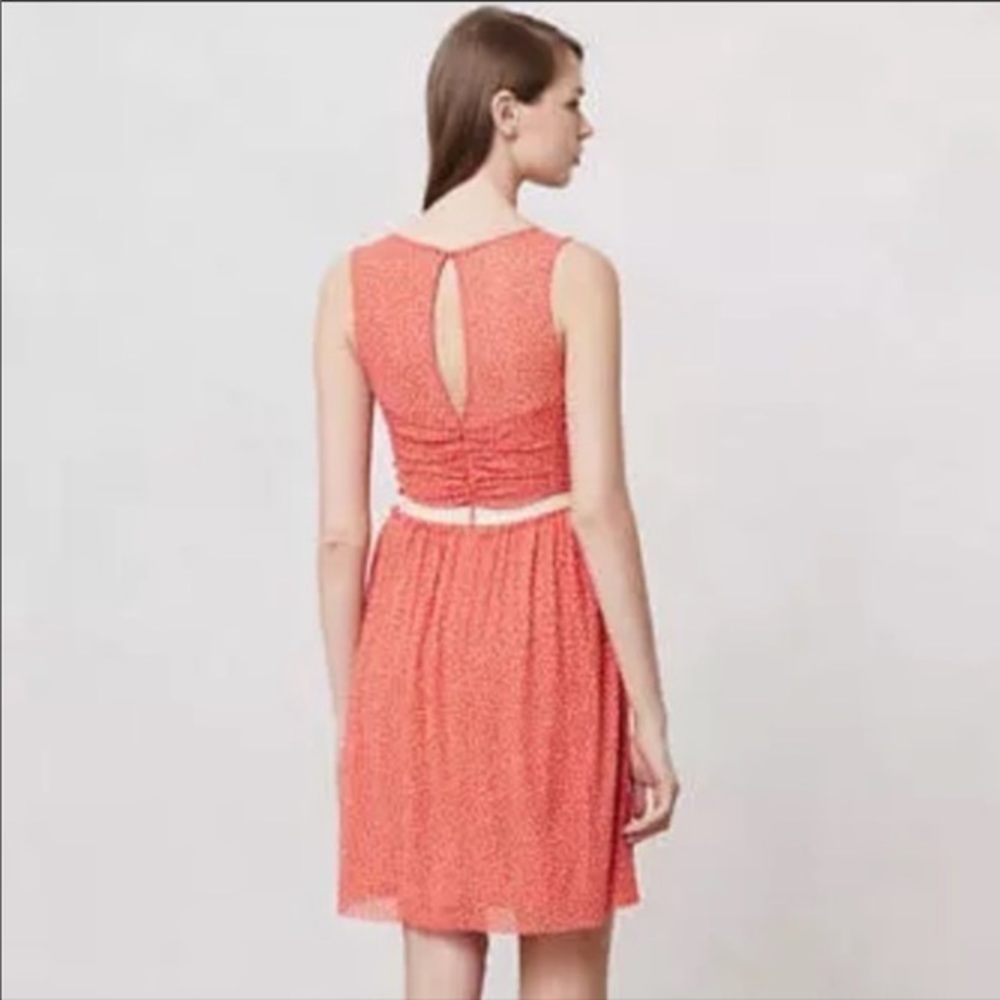 Anthropologie Postmark Coral Polka Dot Dress - Picture 3 of 10